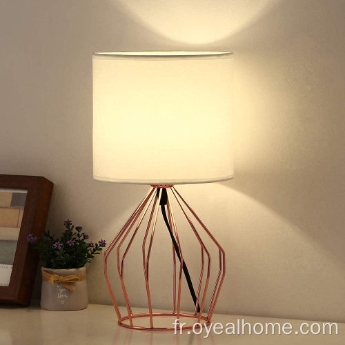 Petite lampe de chevet avec tissu en tissu en lin blanc